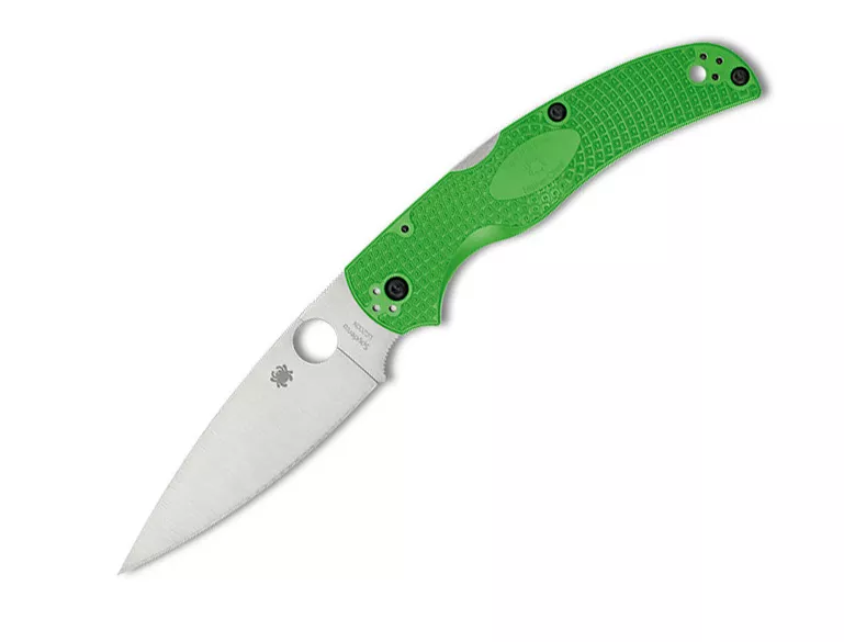 Spyderco Native Chief Lightweight Salt Lockback Folding Knife, 4.02″ LC200N Satin Plain Blade, Green FRN Handles W/ Clip