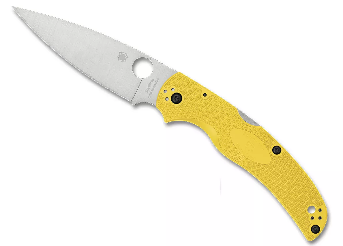 Spyderco Native Chief Salt Lightweight Folding Knife, 4.08″ MagnaCut Satin Plain Blade, Yellow FRN Handles W/ Clip