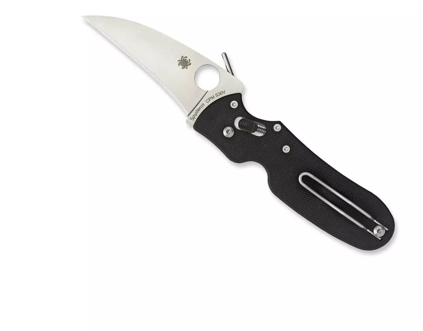 Spyderco P’Kal Folding Knife 2.95″ S30V Satin Plain Blade, Black G10 Handles W/ Clip