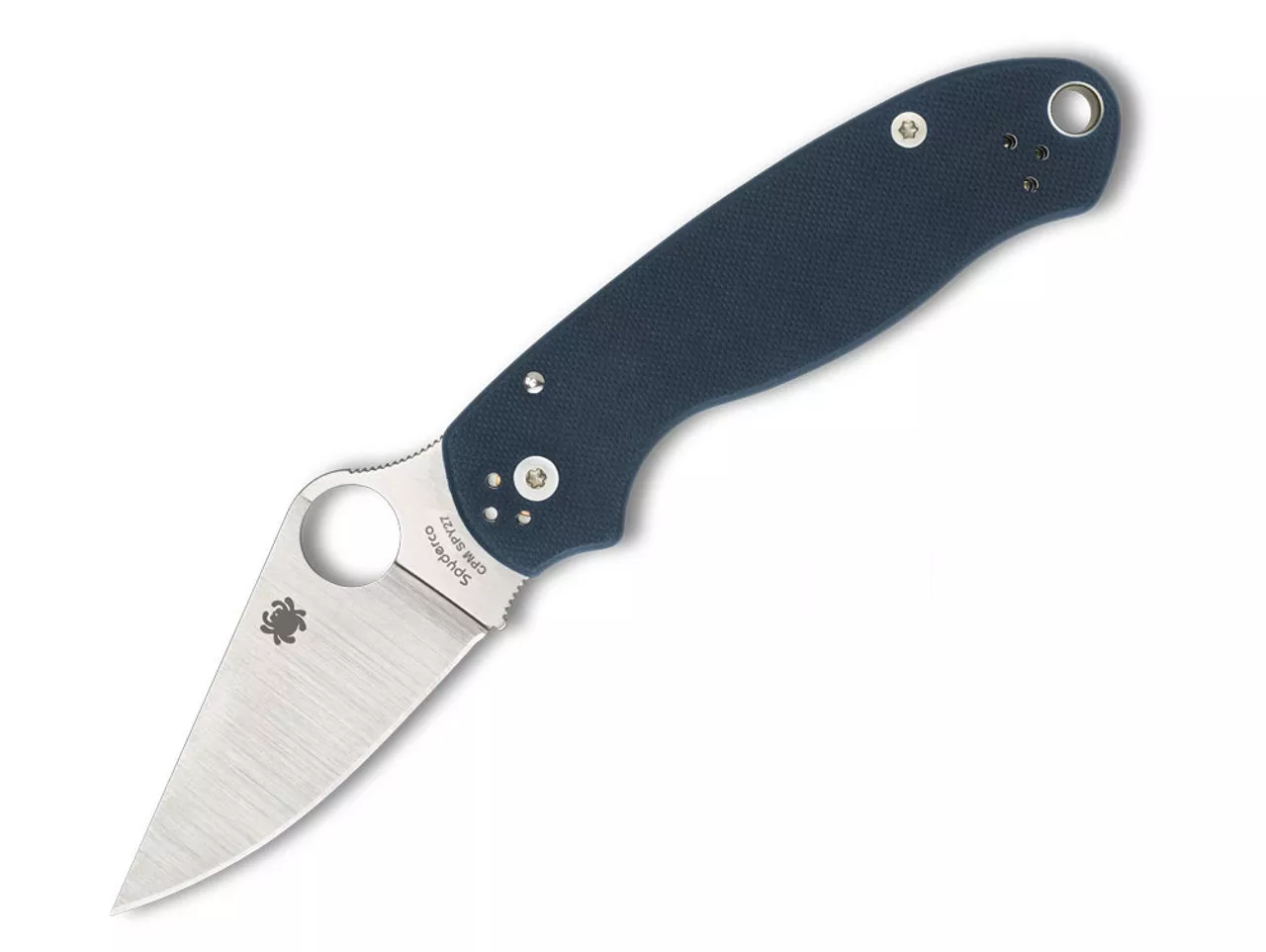 Spyderco Para 3 Compression Lock Folding Knife, 2.95″ CPM-SPY27 Plain Edge Satin Blade, Cobalt Blue G10 Handles W/Clip