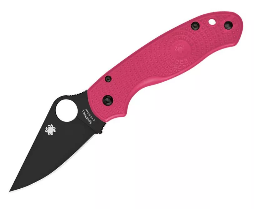 Spyderco Para 3 Lightweight Compression Lock Folding Knife, 2.92″ CTS-BD1N Black Plain Blade, Pink FRN Handles W/ Clip
