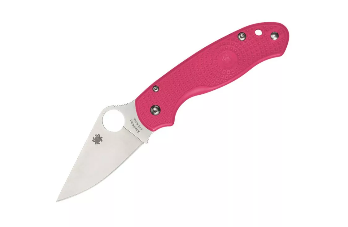 Spyderco Para 3 Lightweight Compression Lock Folding Knife, 2.92″ CTS-BD1N Satin Plain Blade, Pink FRN Handles W/ Clip