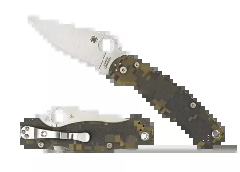 Spyderco Para Military 2 Folding Knife, Compression Lock, G-10 Handle, DLC Black Plain Blade – C81GPCMOBK2