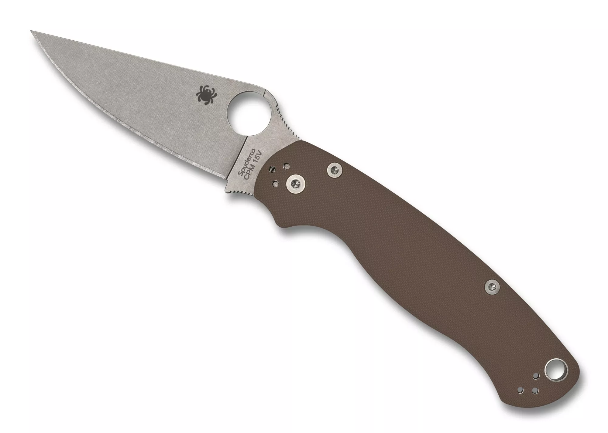 Spyderco Paramilitary 2 Folding Knife 3.47″ CPM 15V Plain Blade, Brown G-10 Handles W/Clip (Sprint Run)