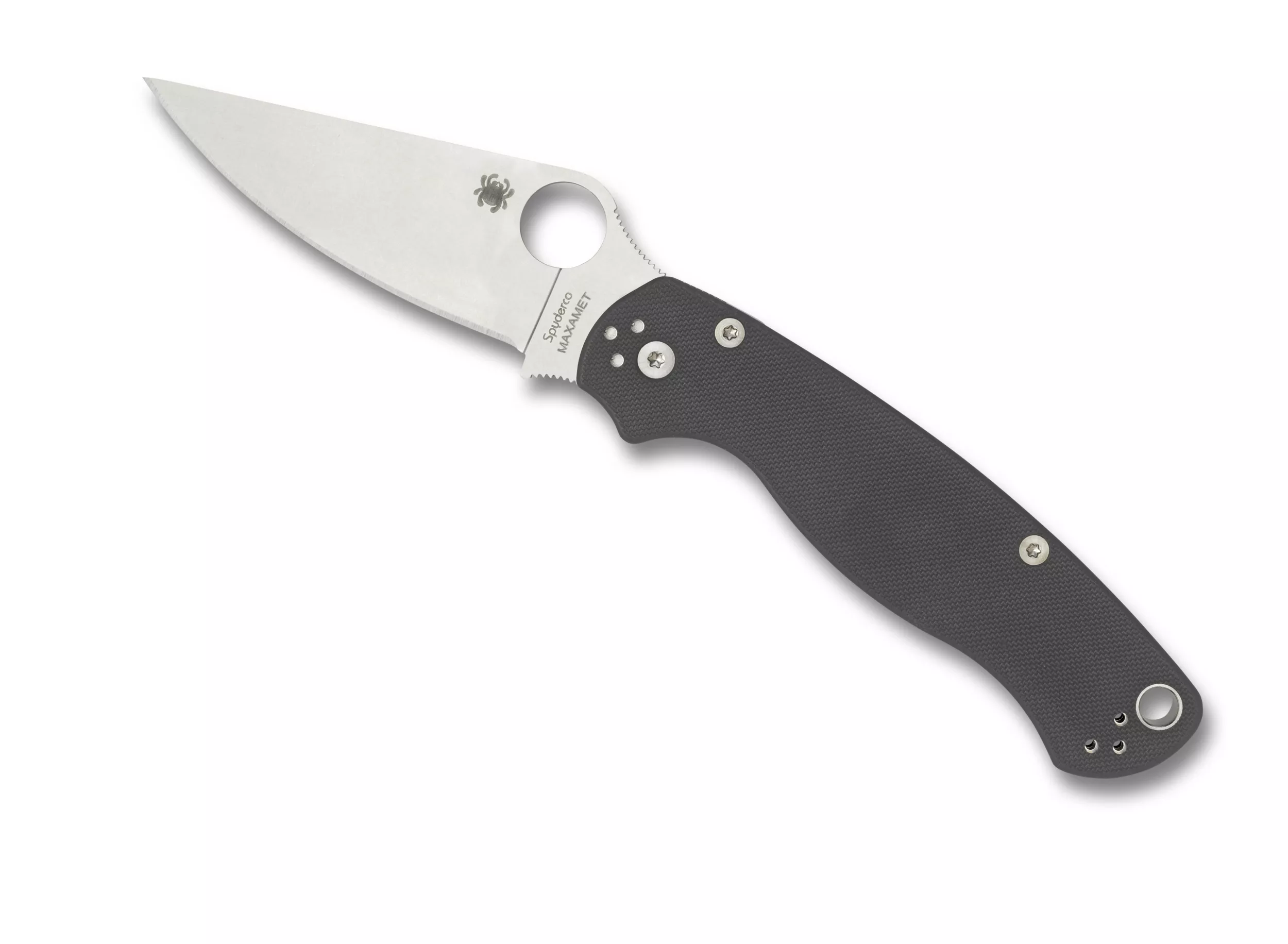 Spyderco Paramilitary 2 Folding Knife 3.47″ Maxamet Satin Blade, Dark Gray G10 Handles W/Clip