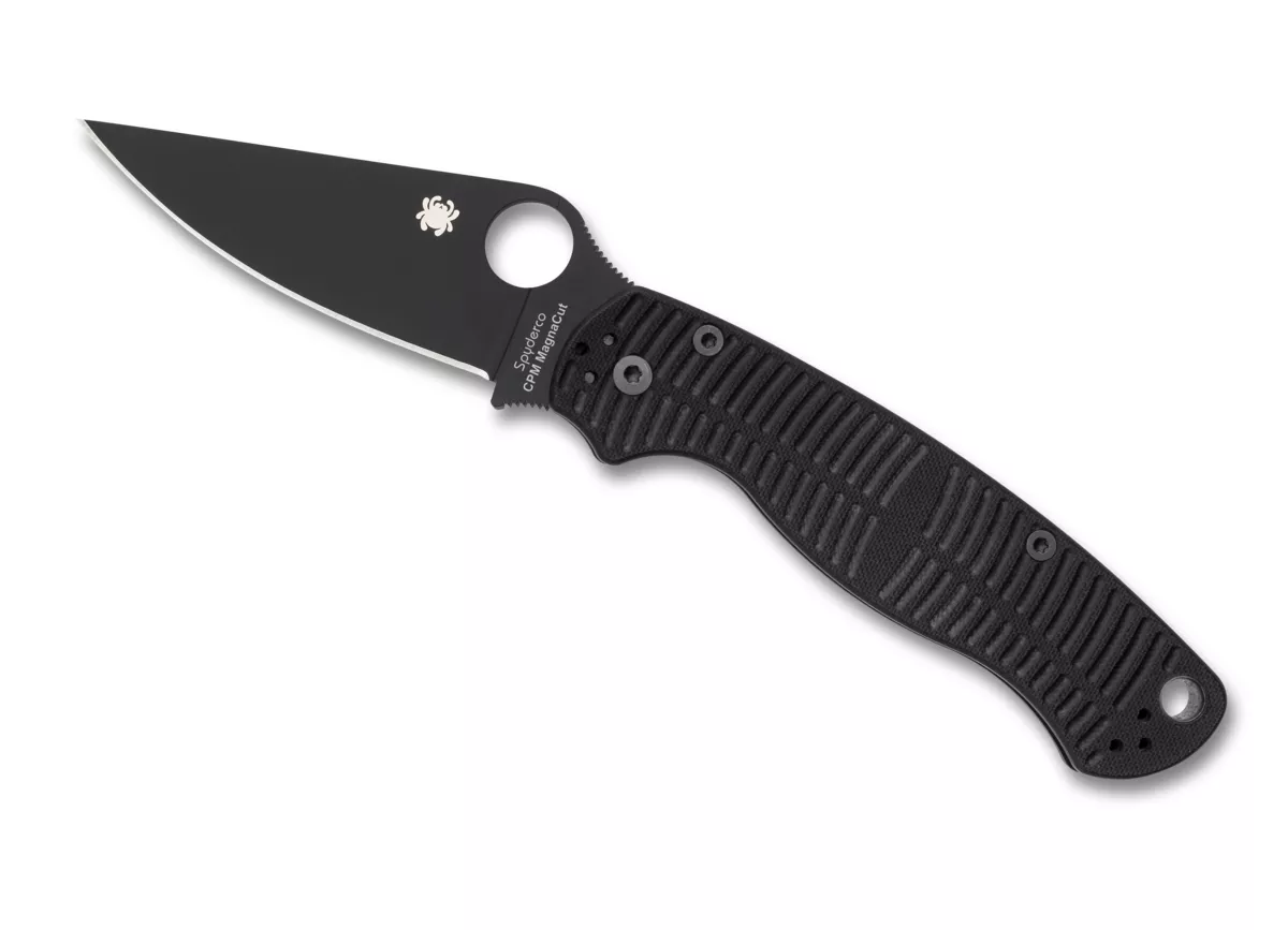Spyderco Paramilitary 2 Salt Compression Lock Folding Knife, 3.45″ CPM-MagnaCut Black Blade, Black G10 Handles W/ Clip