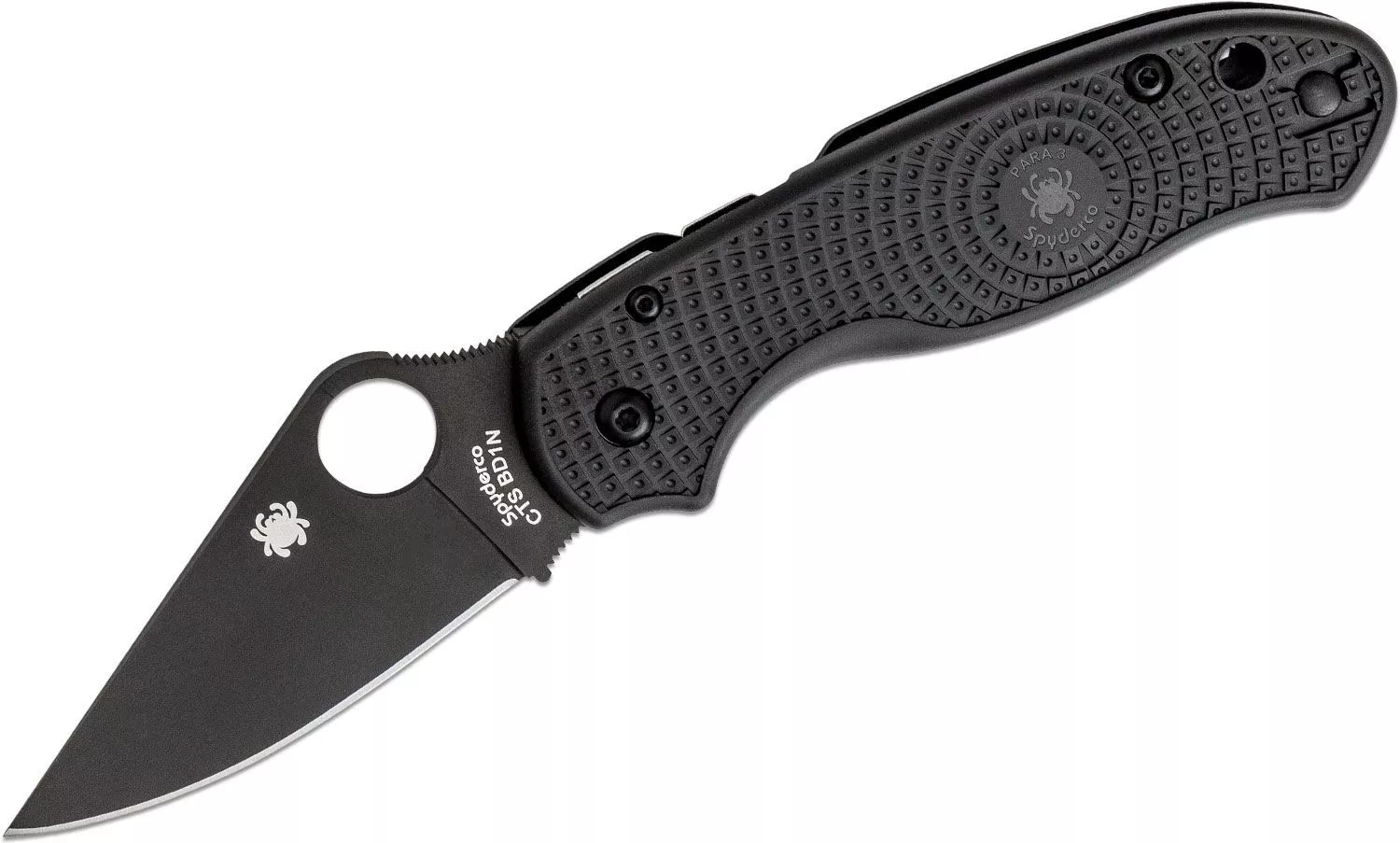Spyderco Paramilitary 3 Lightweight Folding Knife 2.92″ CTS-BD1N Black Plain Blade, Black FRN Handles W/ Clip