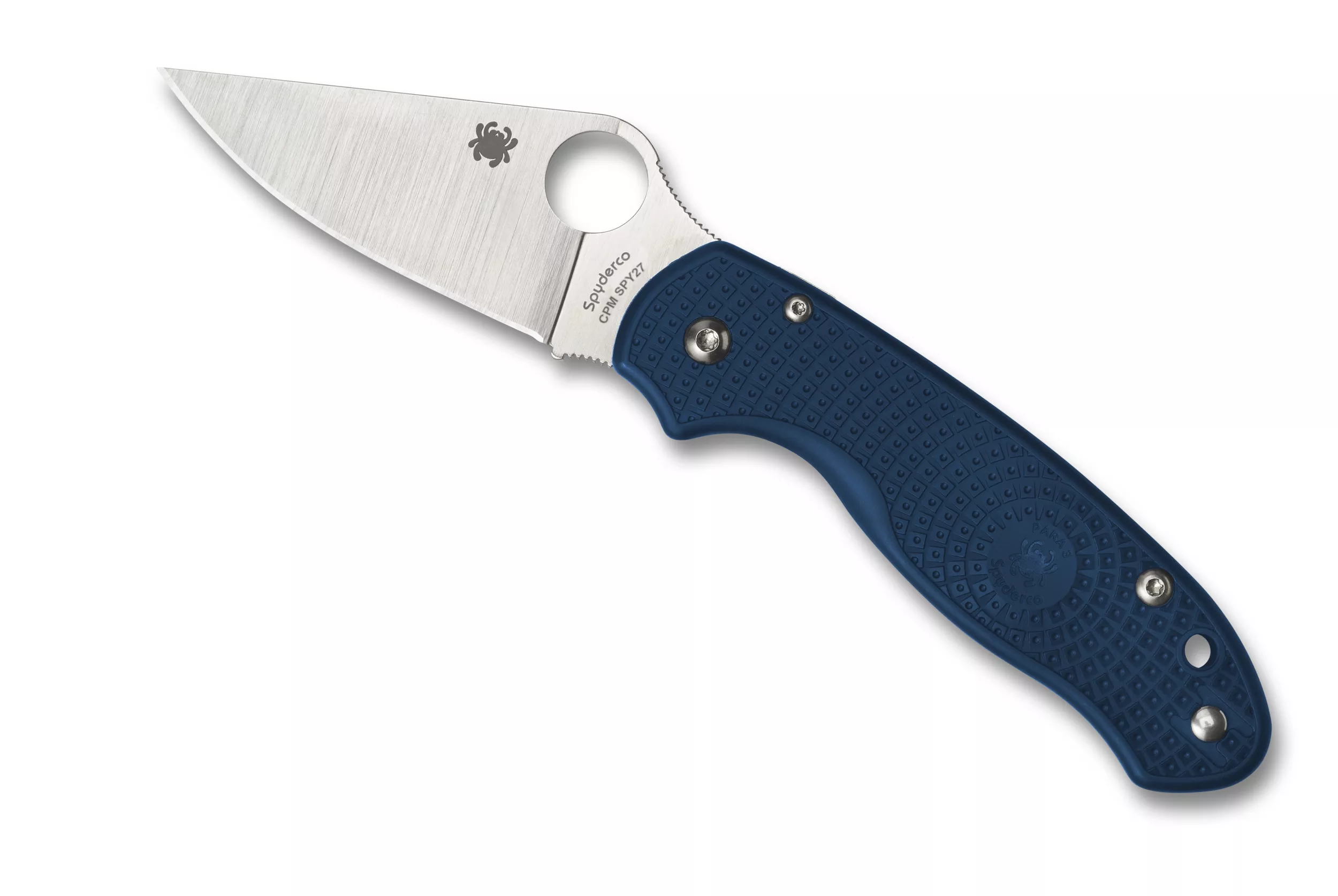 Spyderco Paramilitary 3 Lightweight Folding Knife 3″ CPM-SPY27 Plain Blade, Blue FRN Handles W/Clip