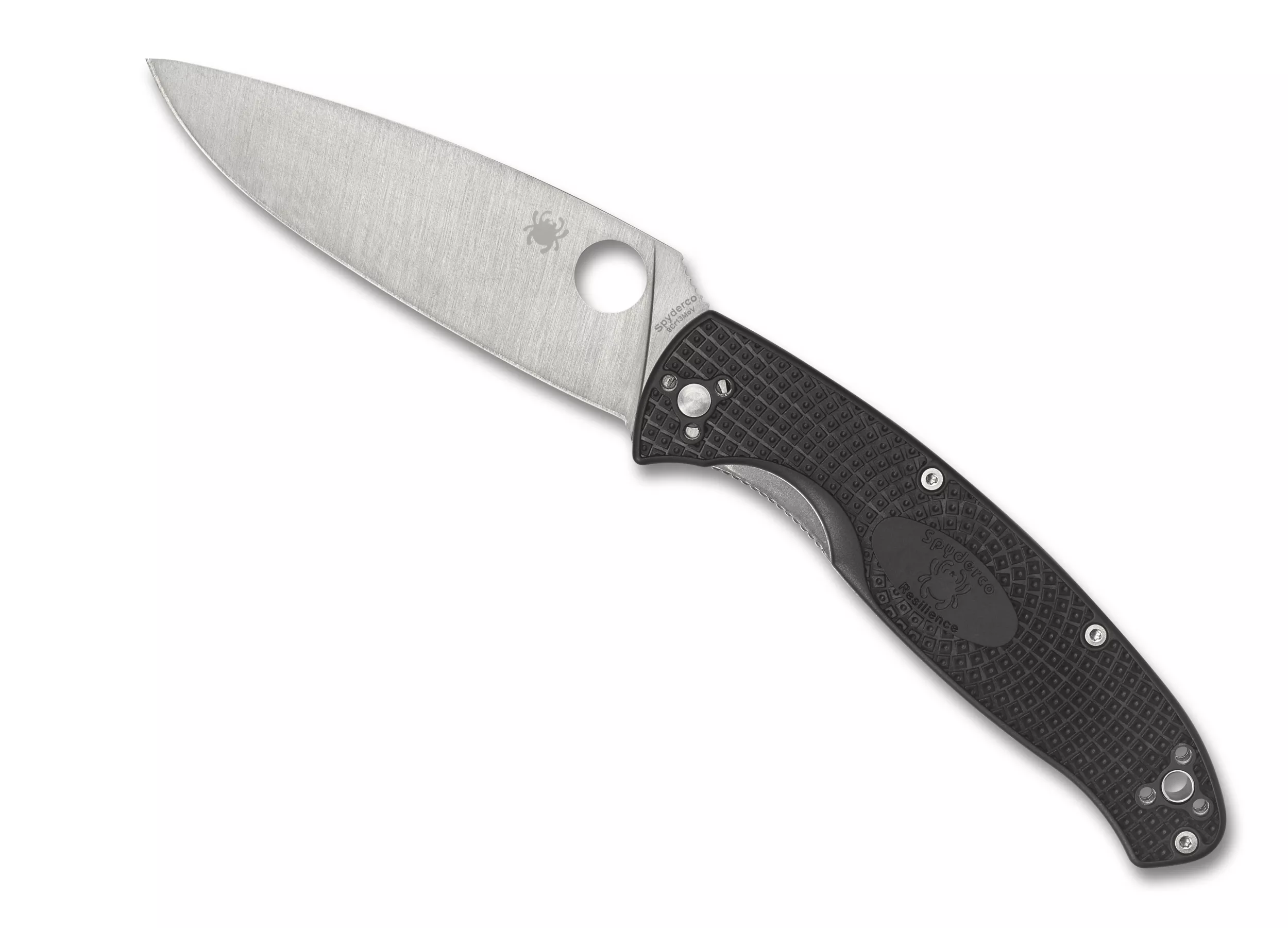 Spyderco Resilience Lightweight Folding Knife 4.2″ Satin Plain Blade, Black FRN Handles W/Clip