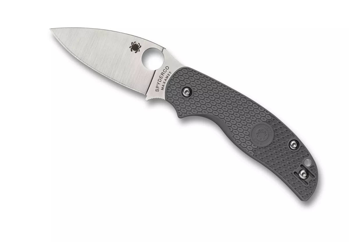Spyderco Sage 5 Lightweight Compression Lock Folding Knife, 3″ Maxamet Satin Blade, Gray FRN Handles W/ Clip