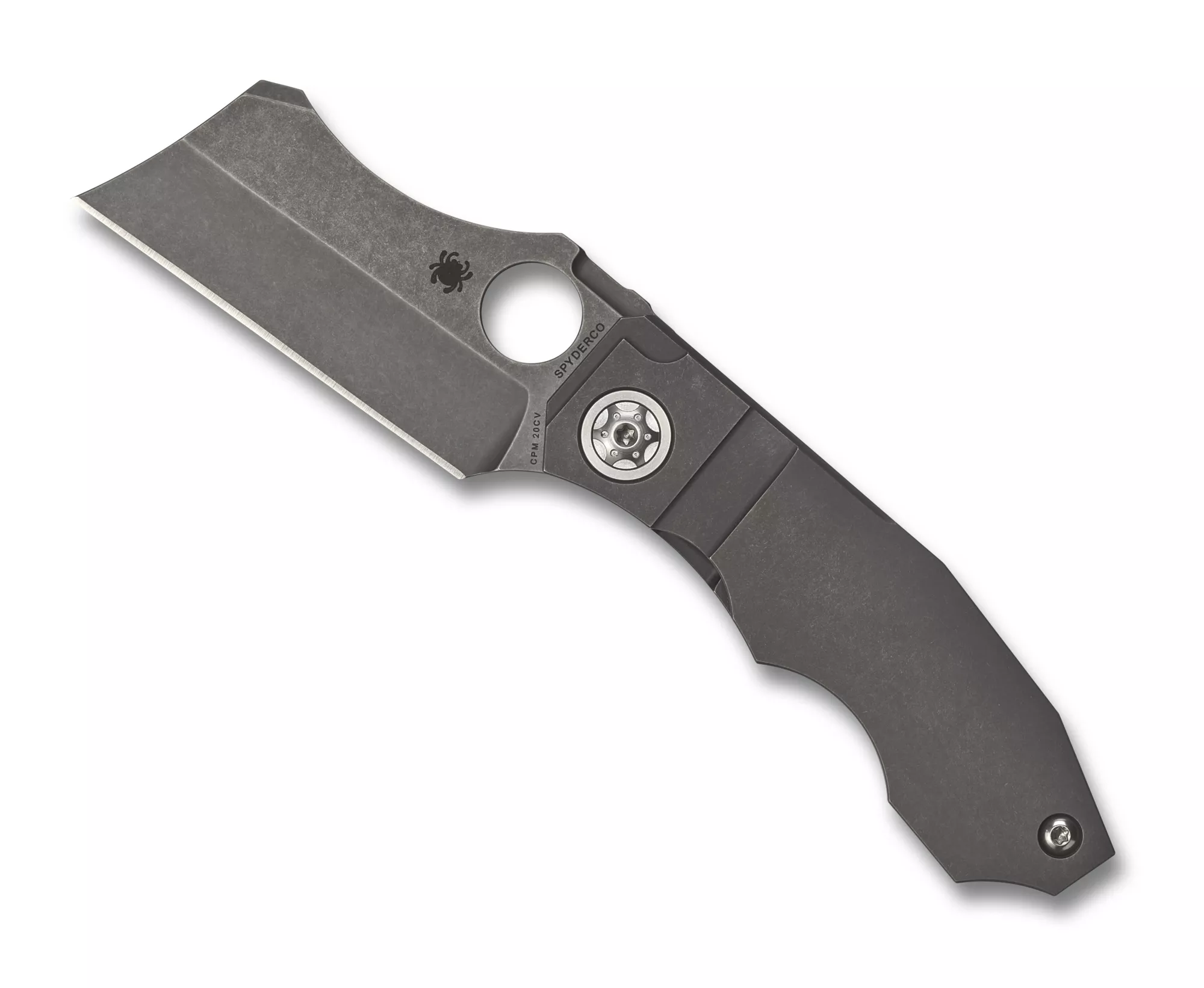 Spyderco Sprint Run Stovepipe Folding Knife 2.78″ CPM-20CV Cleaver Blade, Titanium Scales W/ Clip