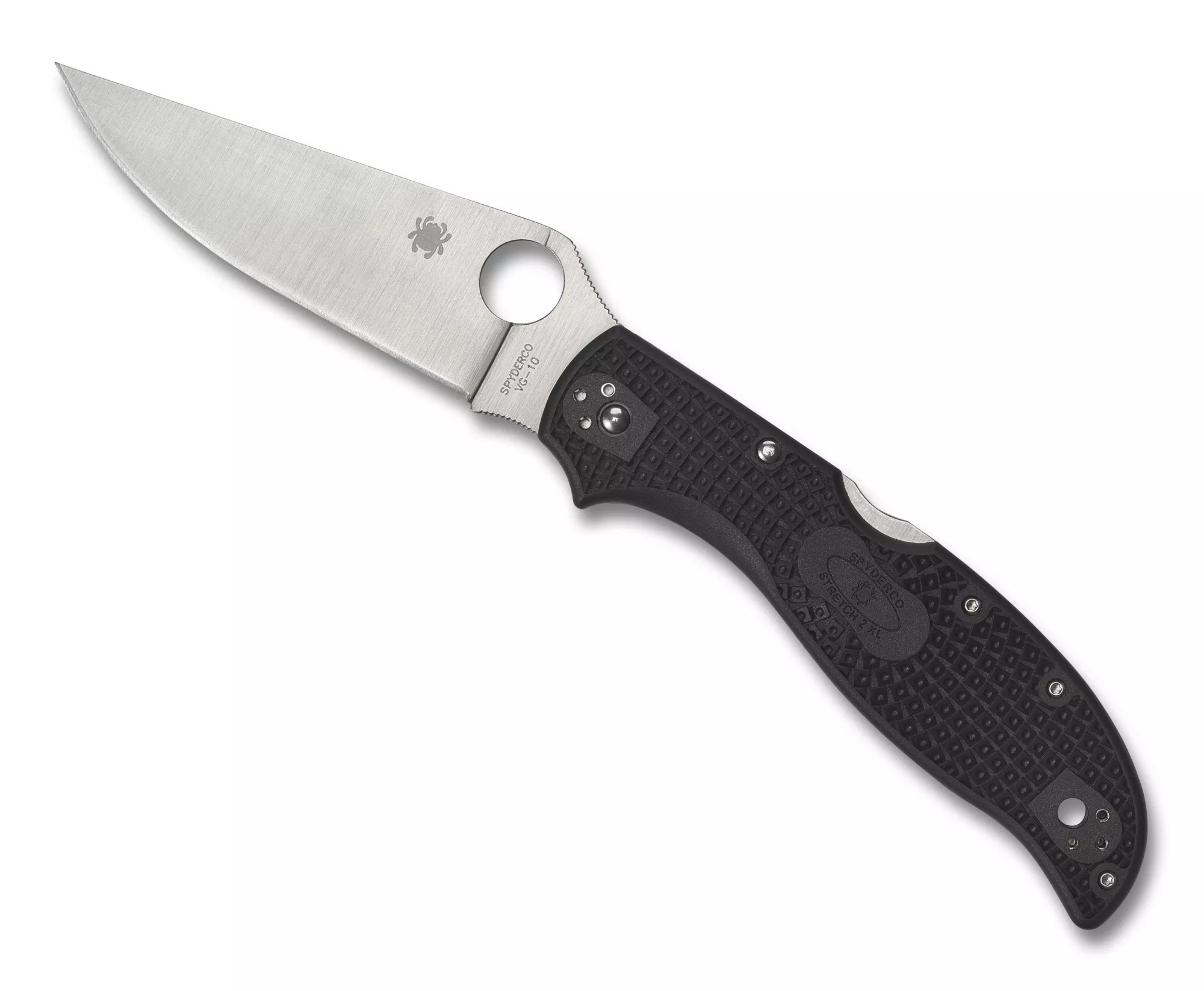 Spyderco Stretch 2XL Lightweight Folding Knife 3.92″ VG10 Satin Plain Blade Black FRN Scales W/ Clip