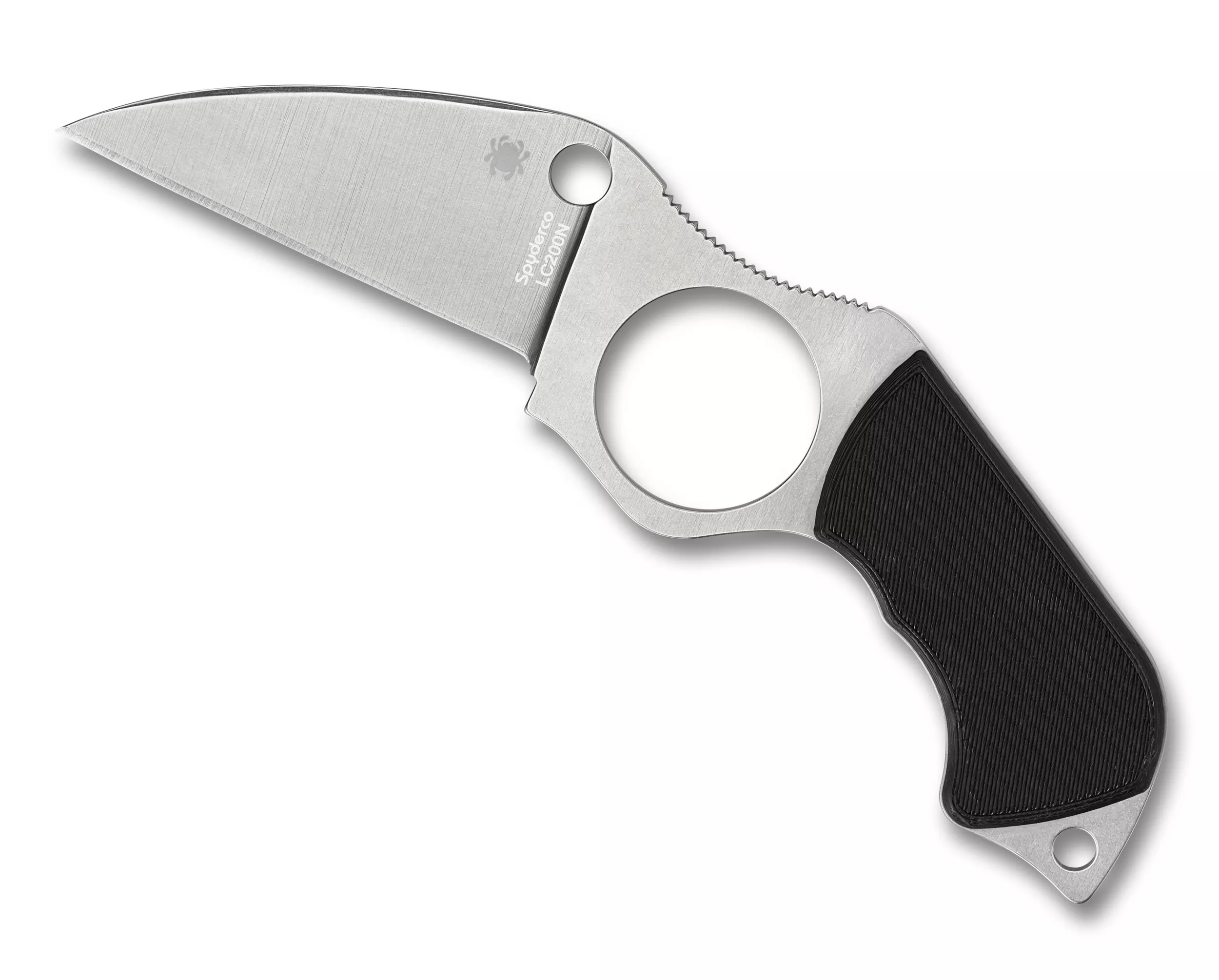 Spyderco Swick 5 Fixed Blade Neck Knife 2.73″ LC200N Plain Blade, Black G10 Handles W/Sheath