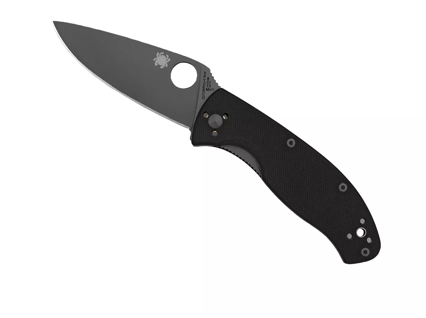 Spyderco Tenacious Folding Knife 3.38″ Black Plain Blade, G10 Handles W/ Clip