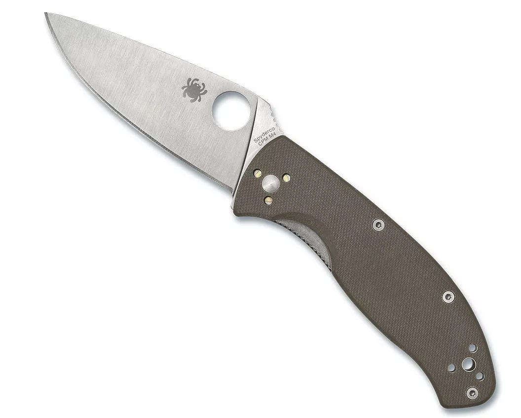Spyderco Tenacious Liner Lock Folding Knife, 3.35″ CPM-M4 Satin Plain Blade, Brown G10 Handles W/ Clip