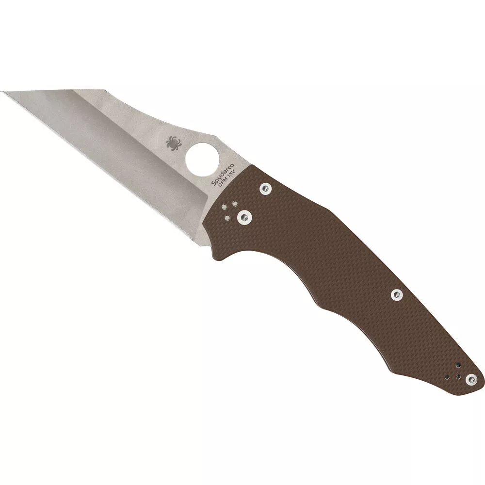 Spyderco YoJumbo Sprint Run Folding Knife, 3.98″ CPM-15V Stonewashed Plain Blade, Brown G10 Handles W/ Clip