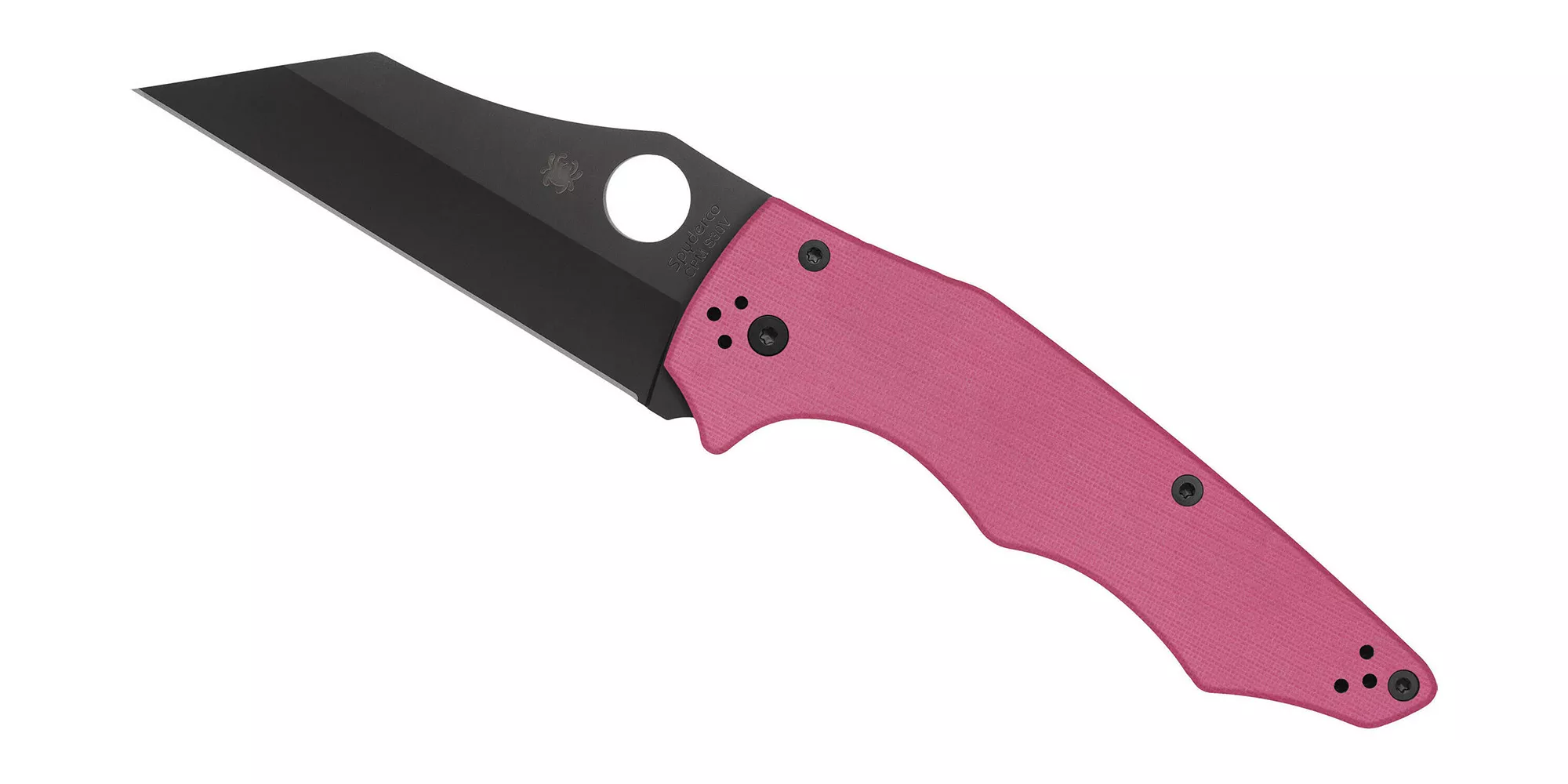 Spyderco YoJumbo Sprint Run Folding Knife, 3.98″ CPM-S30V Black DLC Plain Blade, Pink G10 Handles W/ Clip