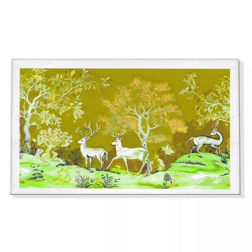 Stag Toile and Cowboy Landscape Rectangle Acrylic Vanity Trays