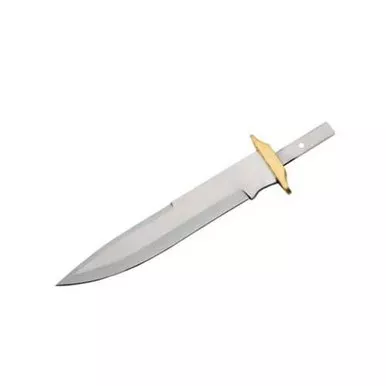 Stainless Bowie Knife Blade Blank 8.25 inch with Brass Guard
