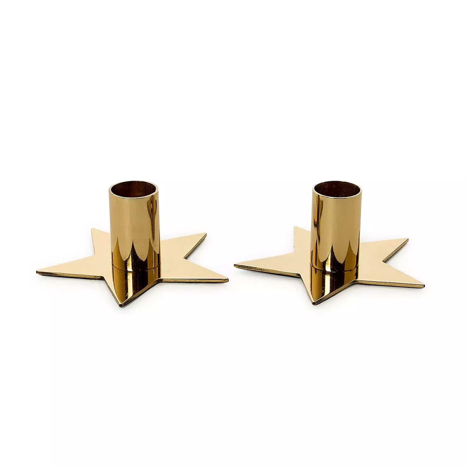 Star Shape Metallic Gold Metal Taper Candleholder
