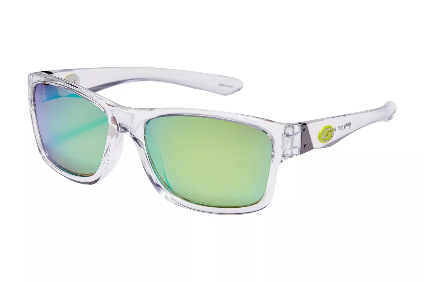 Strike King SK Plus Platte with Shiny Crystal Clear Frame and Multi Green Mirror/Amber Base Lenses