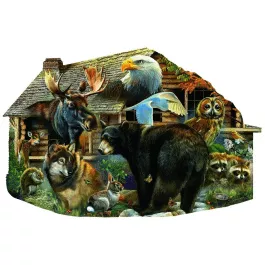 SunsOut Shaped Jigsaw Puzzle - Wildlife Cabin