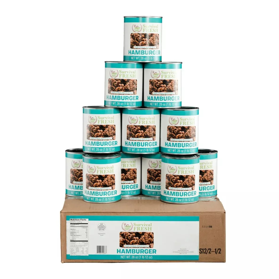 Survival Fresh Meats - Ground Beef 28 oz cans - Case of 12