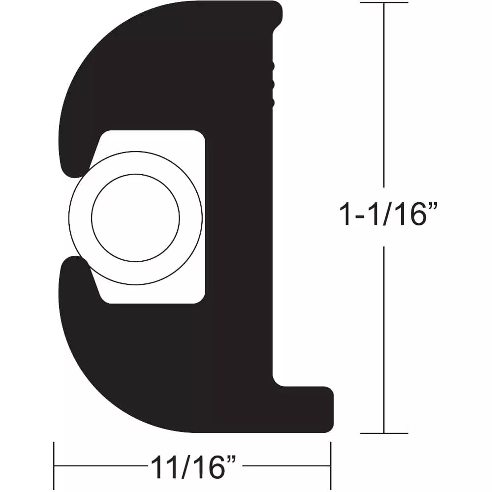 TACO Flex Vinyl Rub Rail Kit – Black w/White Insert – 50′ – 1-1/16″ x 11/16″