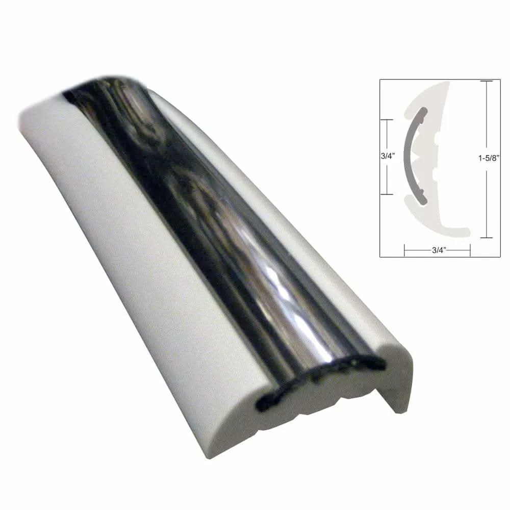 TACO Semi-Rigid 70' Rub Rail - White w/Flex Chrome Insert - V11-9811WCM70-2