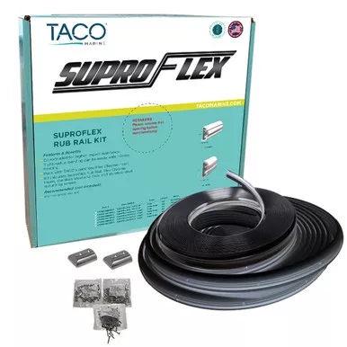 TACO SuproFlex Black Rub Rail Kit, Chrome Insert, 60-Foot