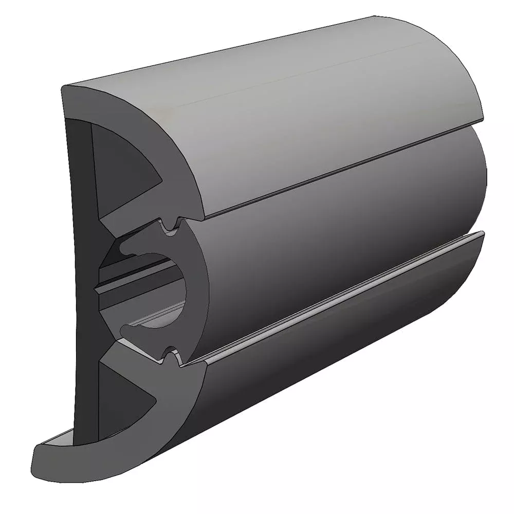 TACO SuproFlex Rub Rail Kit Gray w/Gray Insert – 2″H x 1.2″W x 80’L
