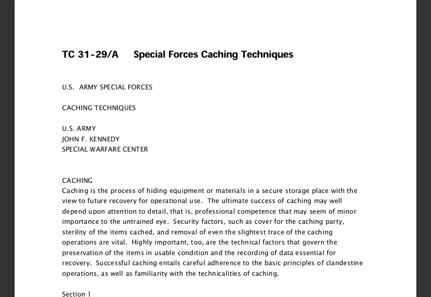 TC 31-29/A Special Forces Caching Techniques – PDF Download