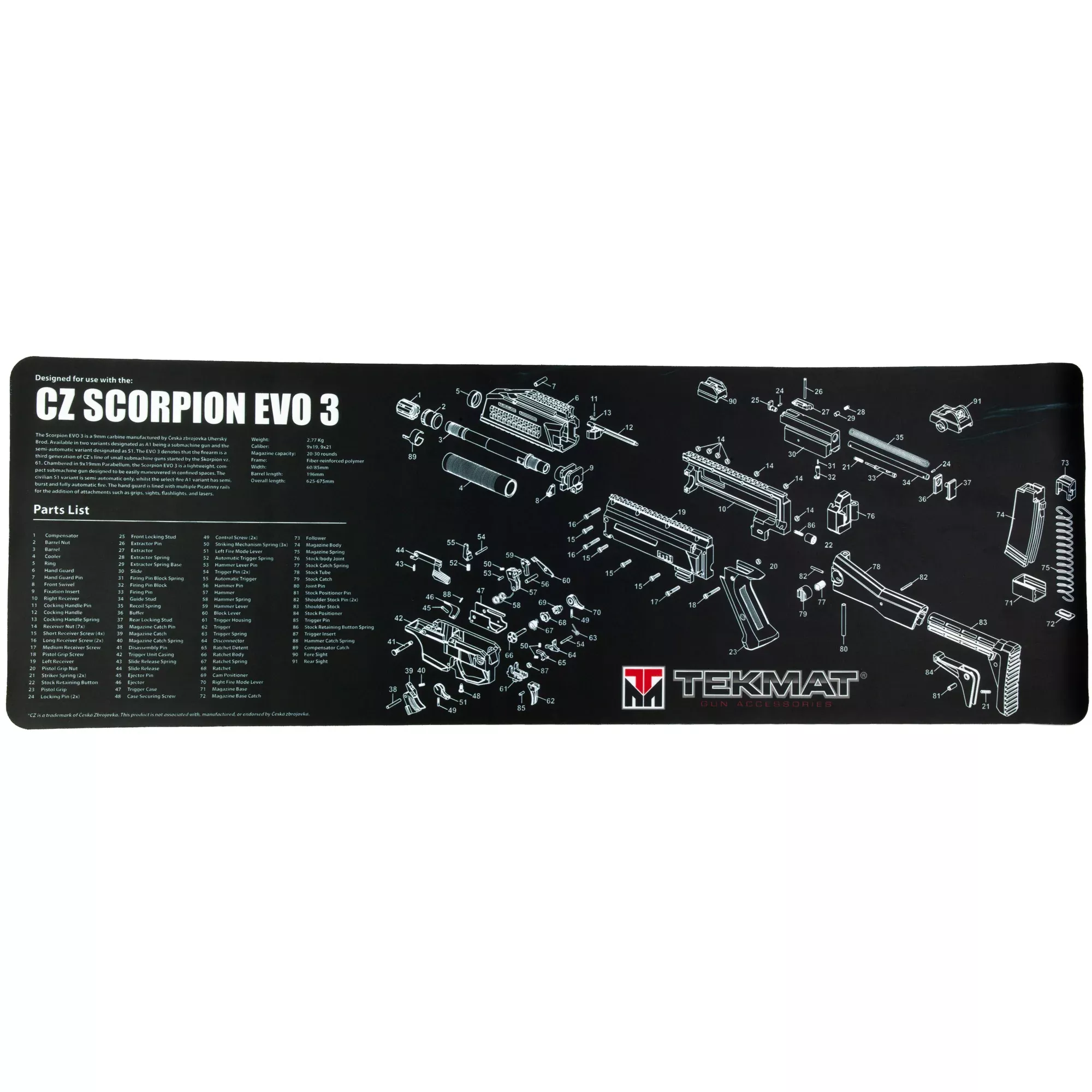 Tekmat Pstl Mat For Cz Scorpion Blk