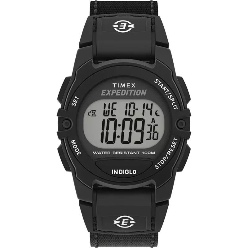 Timex Expedition CAT Midsize Black Resin Case – Black Fabric Strap