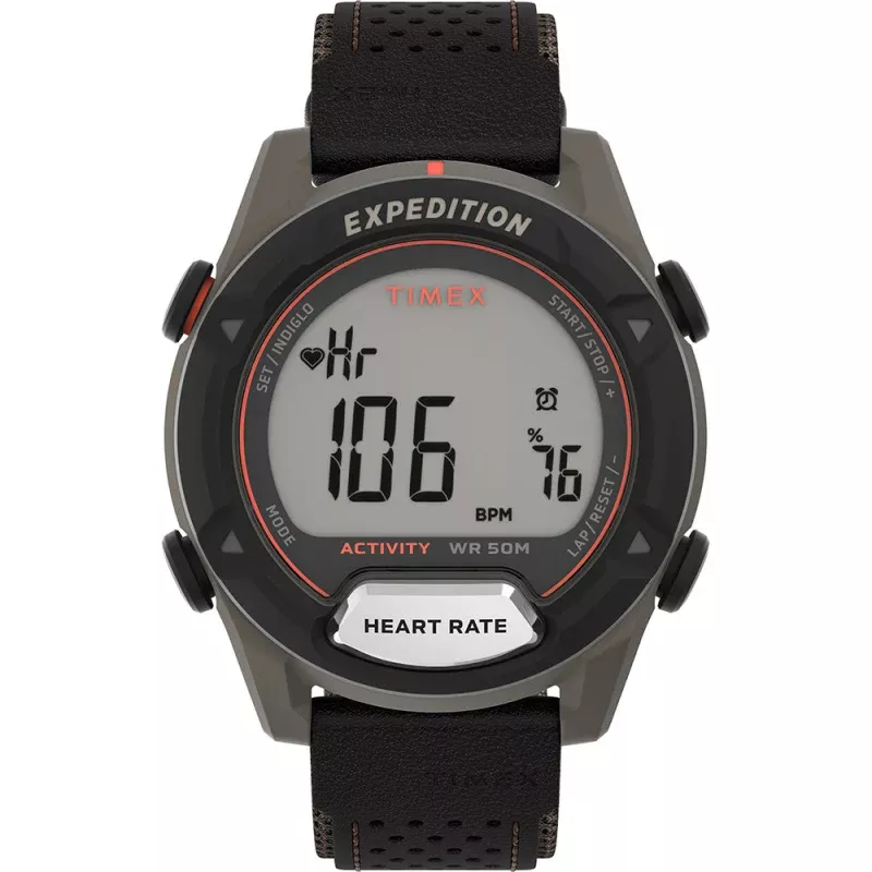 Timex Expedition Trailblazer Activity Tracker + HR – Brown Resin Case – Brown Leather w/Brown Fabric Strap