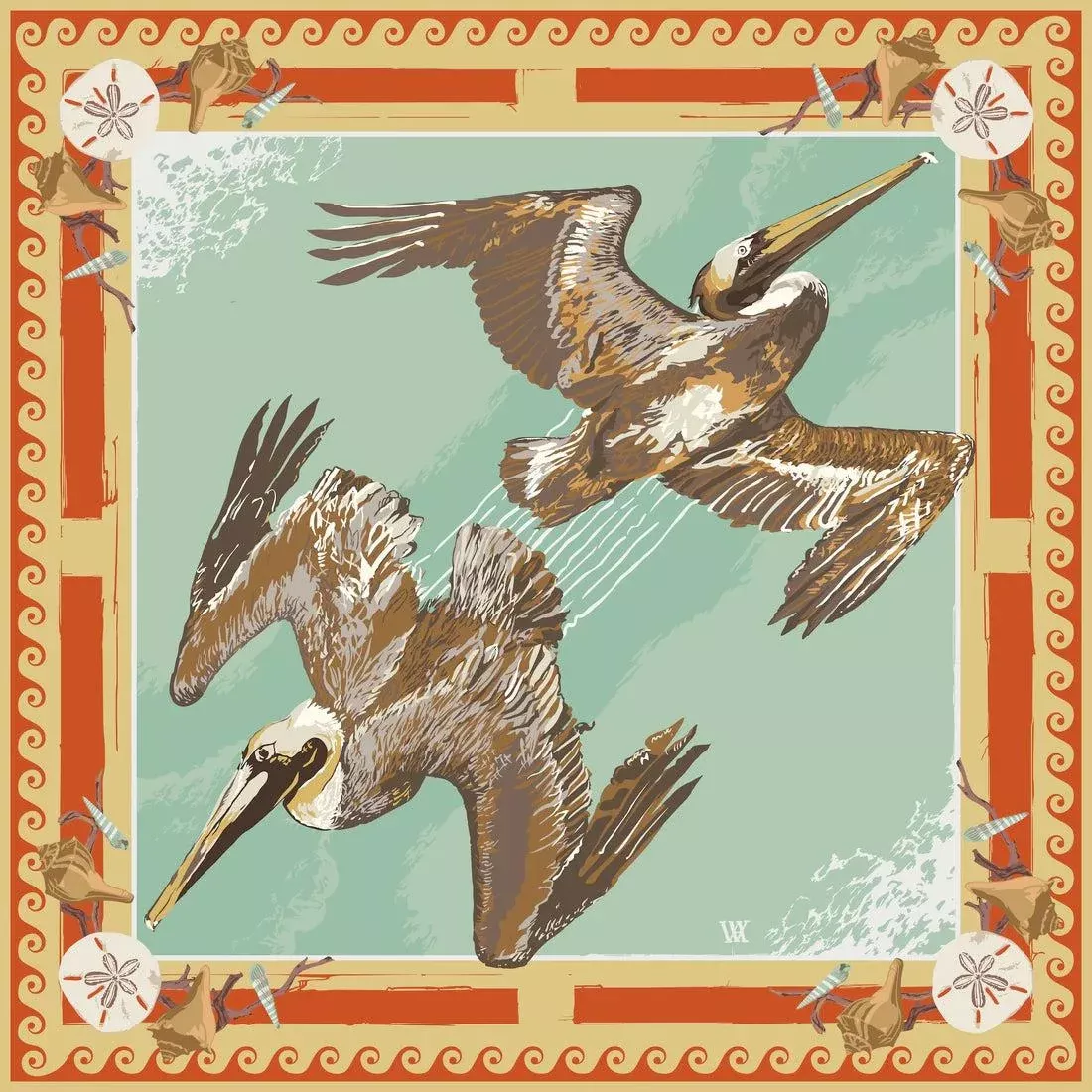 Tomato Tide Diver Double Sided Silk Scarf