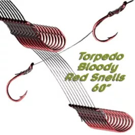 Torpedo Bloody Red Snells 60″ Fluorocarbon Line 10PK