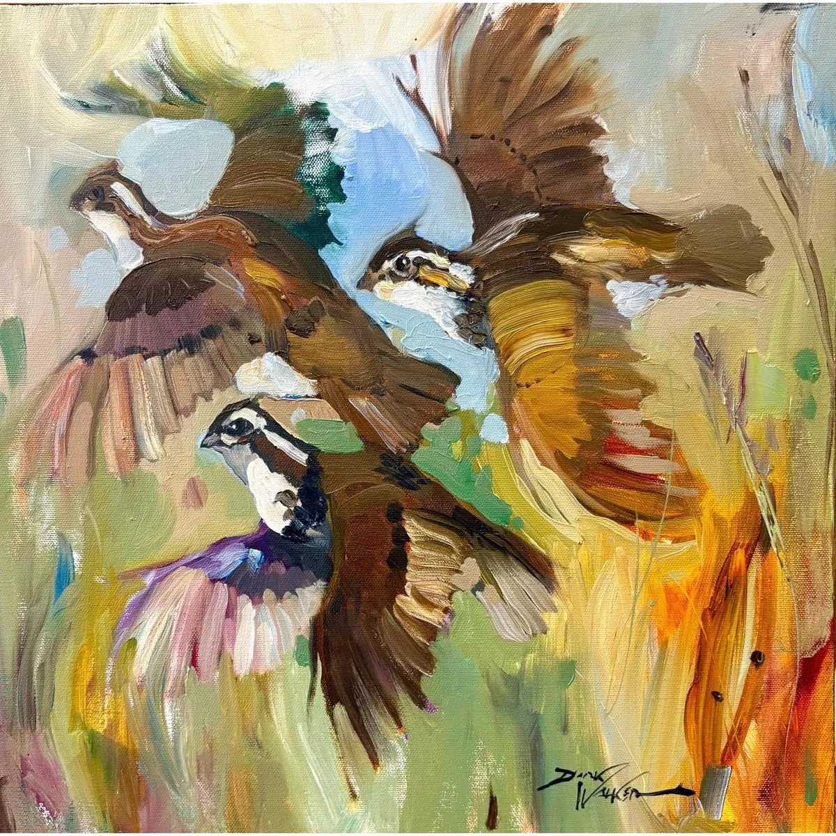 “Tres-Bobwhite Quail” Original Painting by Dirk Walker