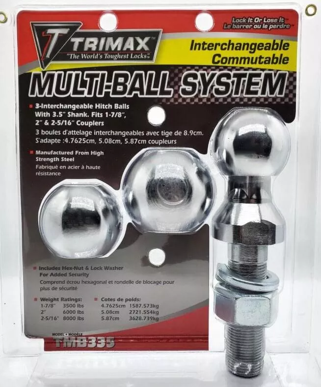 Trimax Interchangeable Hitch Ball Set with 1-7/8", 2", and 2-5/16" Balls• TMB335