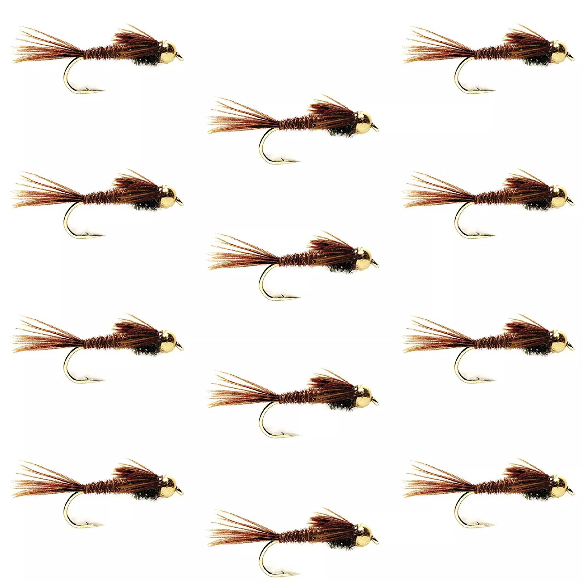 Tungsten Bead HeadPheasant Tail Nymph 1 Dozen FliesSize 12
