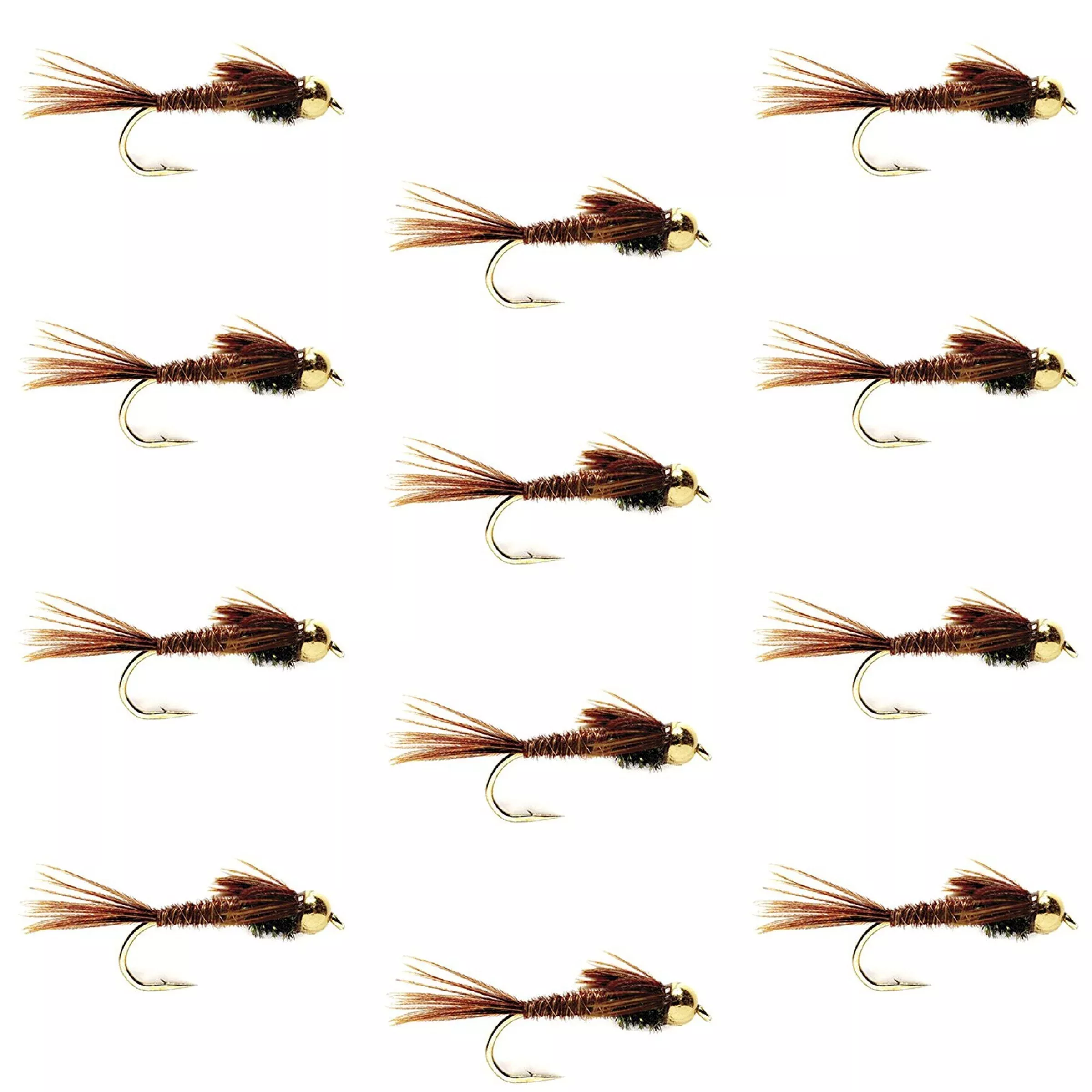 Tungsten Bead HeadPheasant Tail Nymph 1 Dozen FliesSize 14