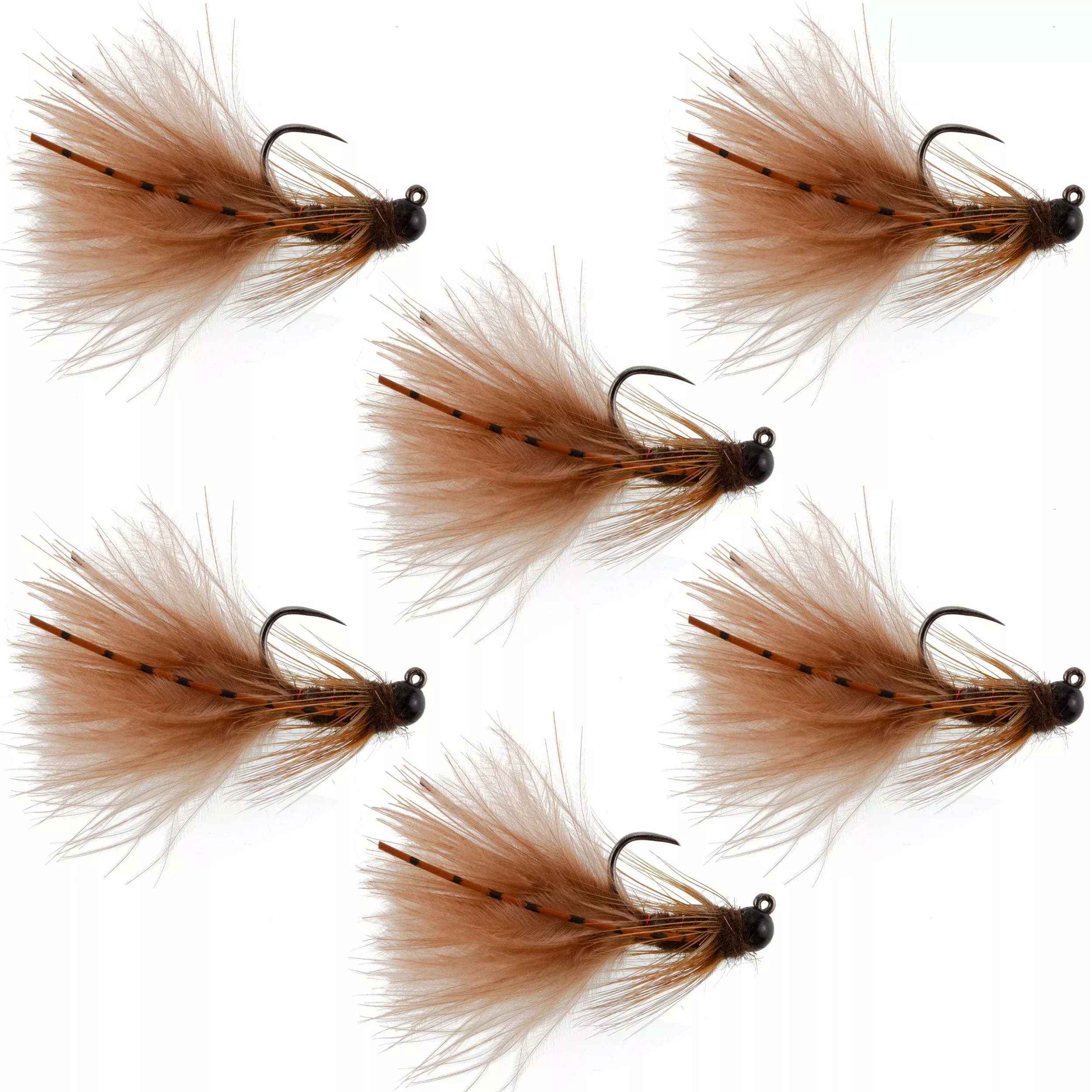 Tungsten Bead Tactical Brown Mini Bugger Czech Nymph Euro Nymphing Fly – 6 Flies Size 12