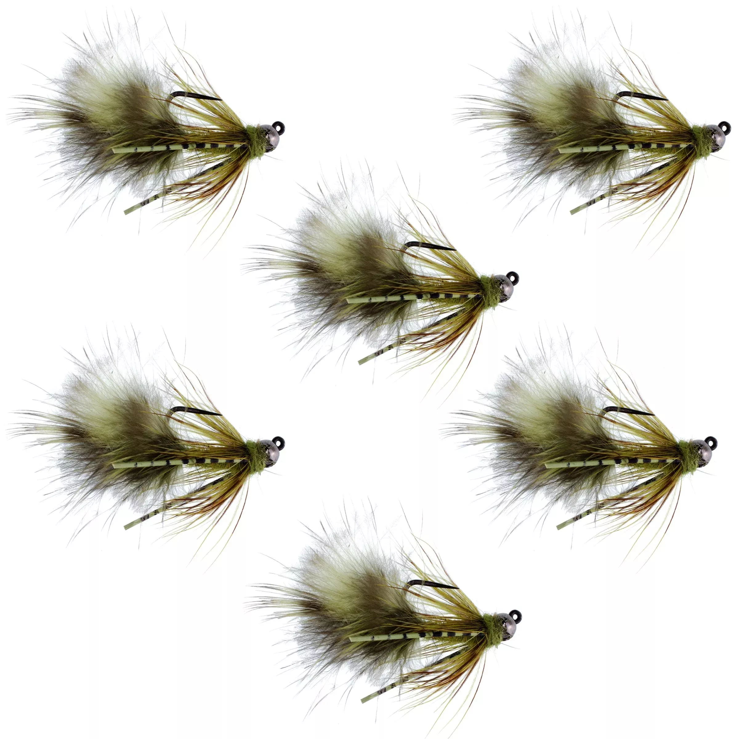 Tungsten Bead Tactical Olive Mini Bugger Czech Nymph Euro Nymphing Fly – 6 Flies Size 12