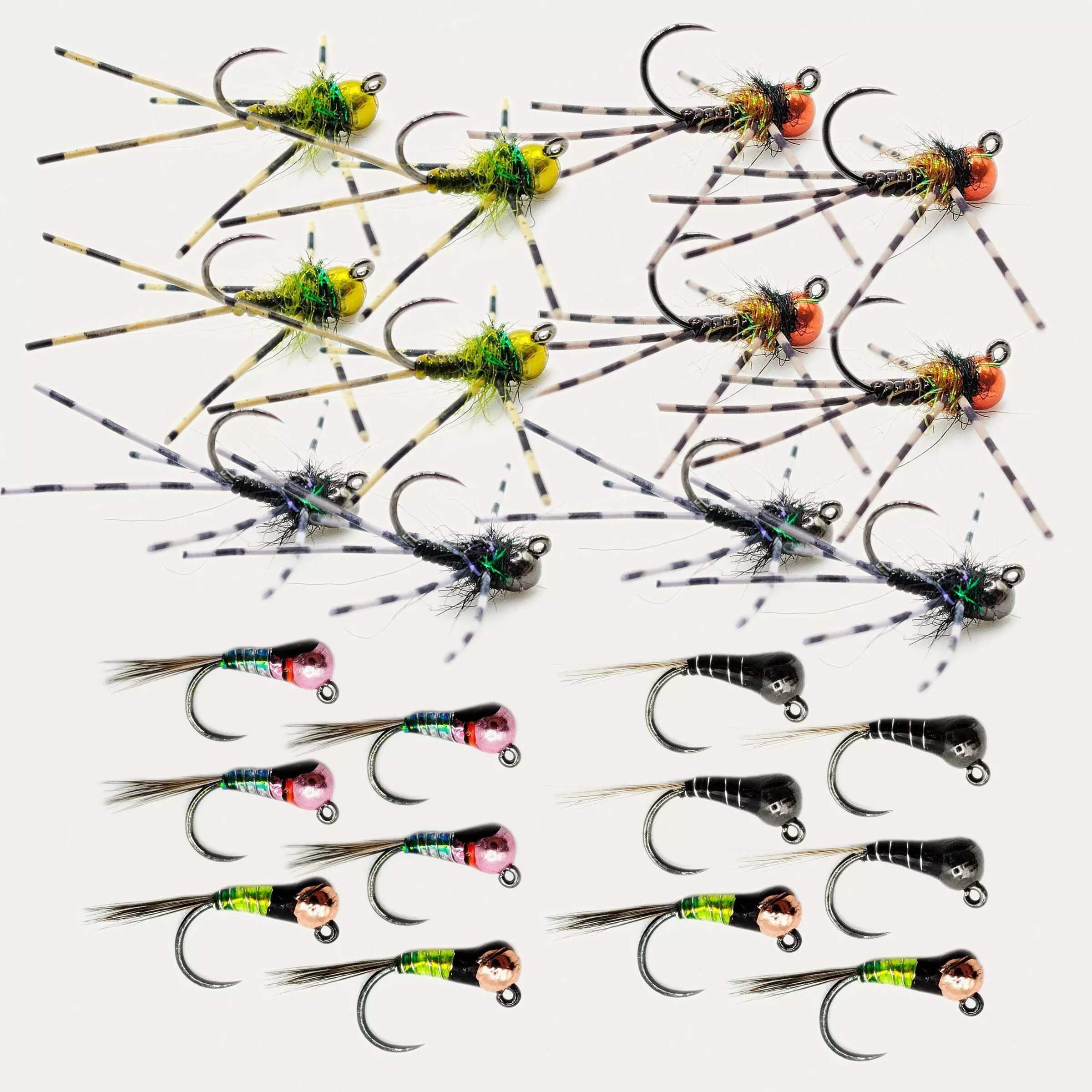 Tungsten Deep Jig Tactical Nymph Fly Assortment – VMC Barbless Jig Hooks
