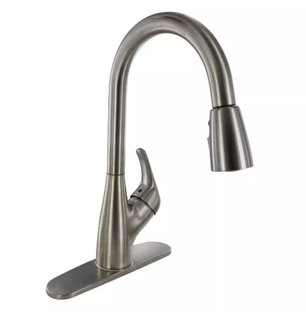 Valterra Brushed Nickel Pull-Down Hybrid Kitchen Faucet with Knob Handle• PF231461
