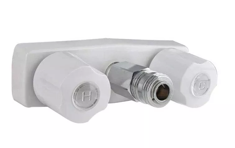 Valterra Faucet W/ Quick Connect 2in, 2 Knob, Plastic White, Box• PF213248