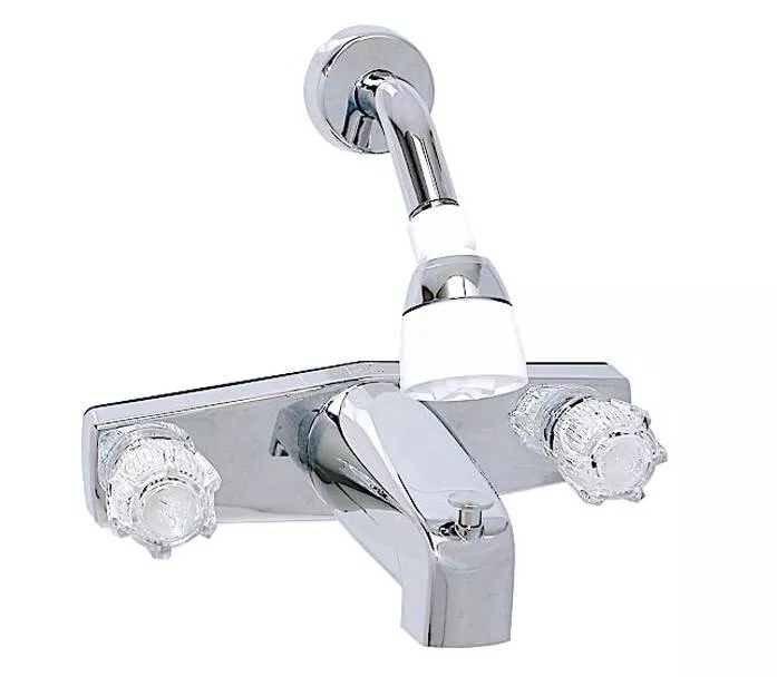 Valterra Phoenix Chrome Plated Low-Arc Lavatory Tub/Shower Kit with Clear Knobs Handles & Diverted• PF214349