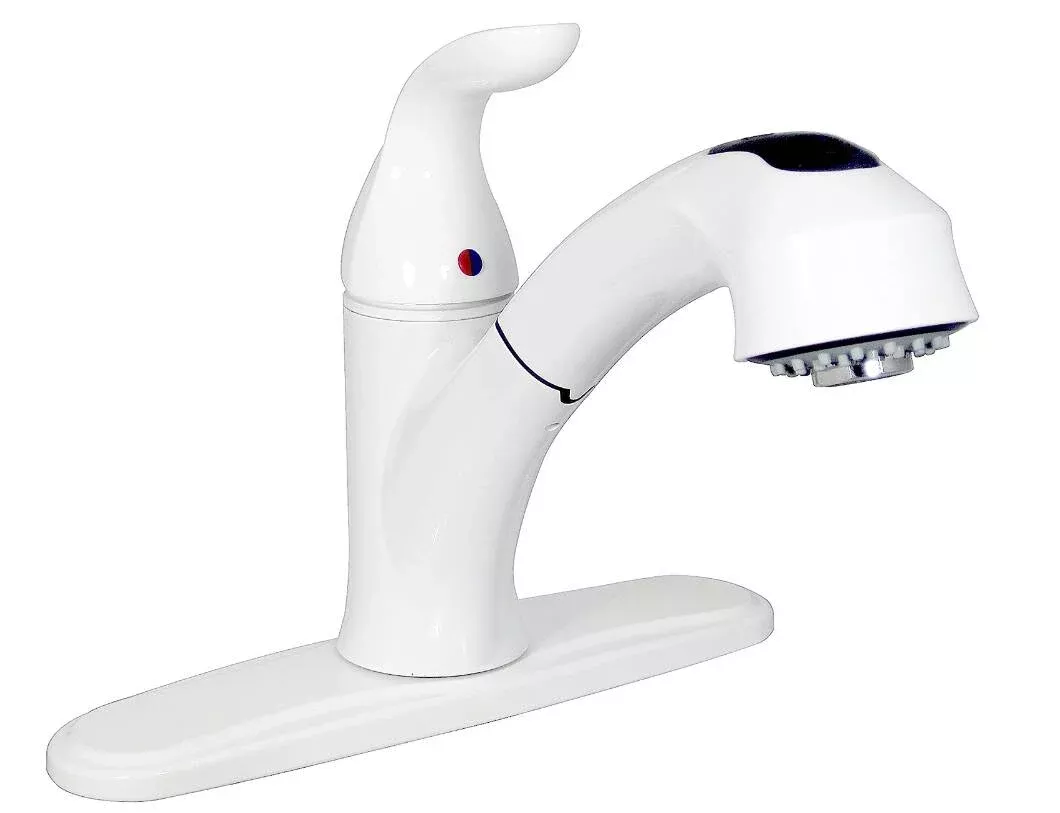 Valterra Premium RV Single Handle Pull Out Kitchen Faucet, White• PF231241