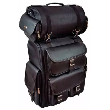 VANCE LEATHERS USA Large Textile 2-Piece Travel Bag/Back Pack (VS1349B)