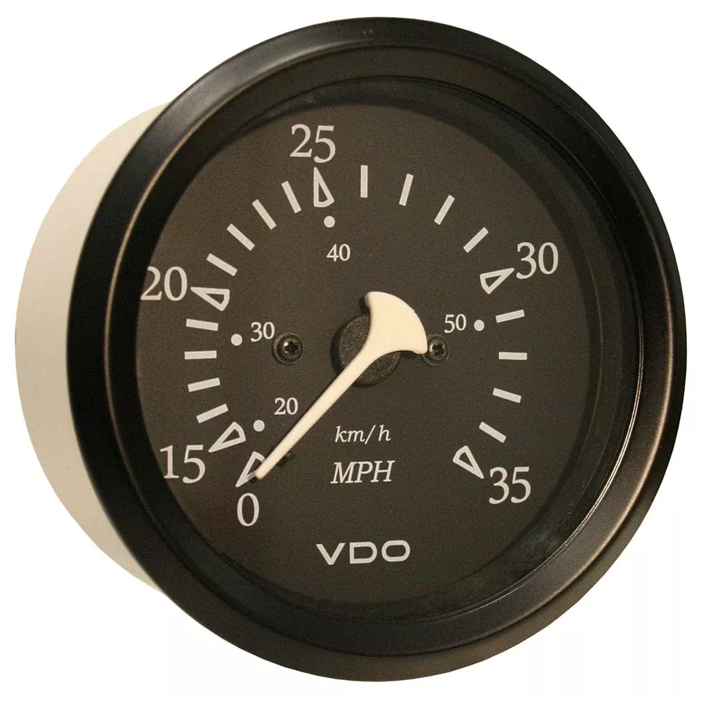 VDO Cockpit Marine 85mm (3-3/8″) 35 MPH Pitot Speedometer – Black Dial/Bezel